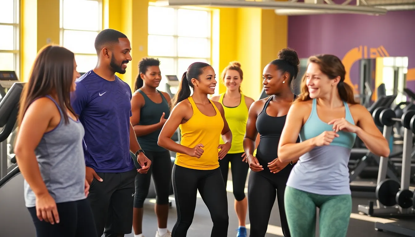 diverse personal trainers guiding clients in a welcoming gym environment.