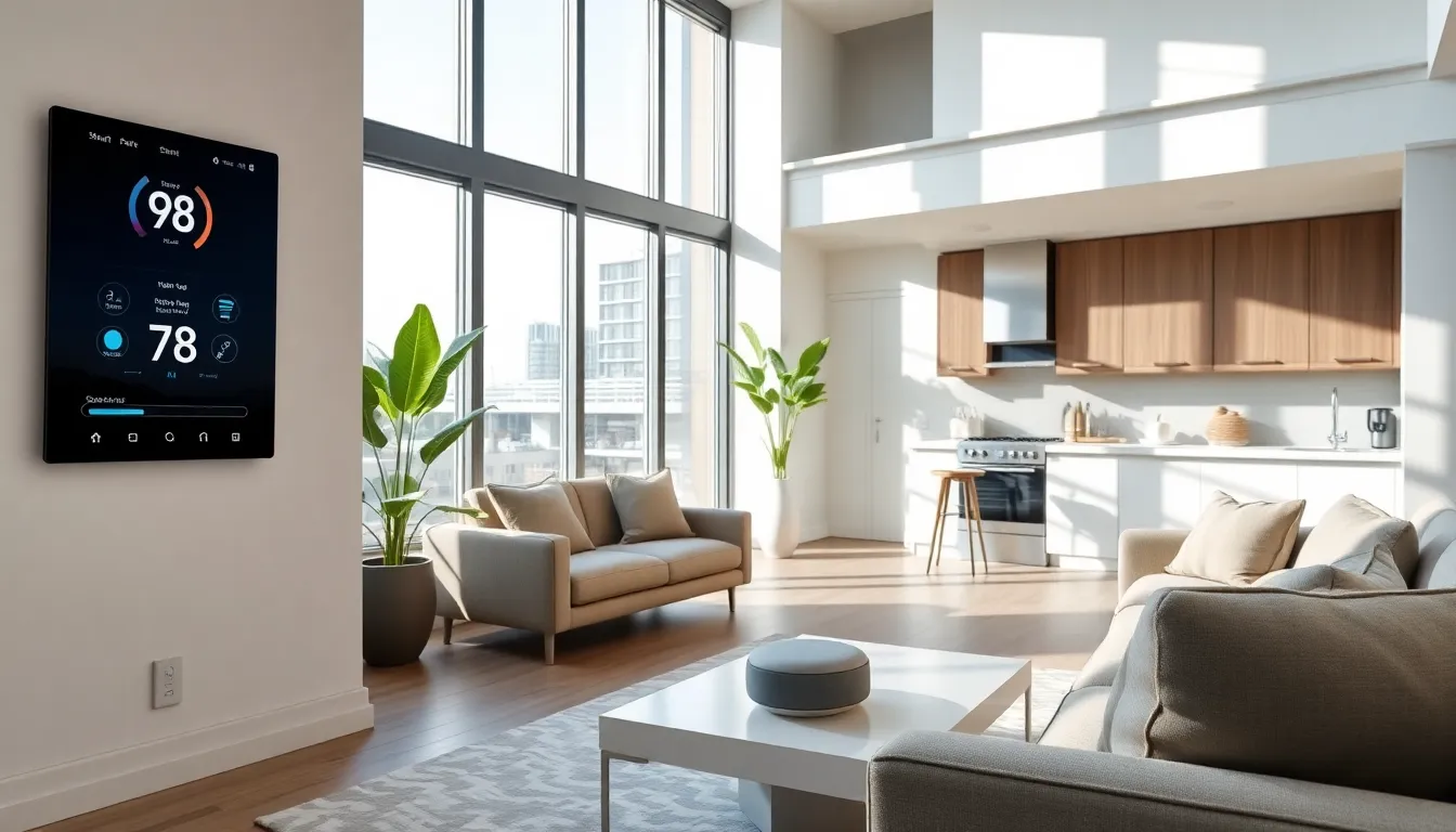 interior of a modern smart living apartment with advanced technology.