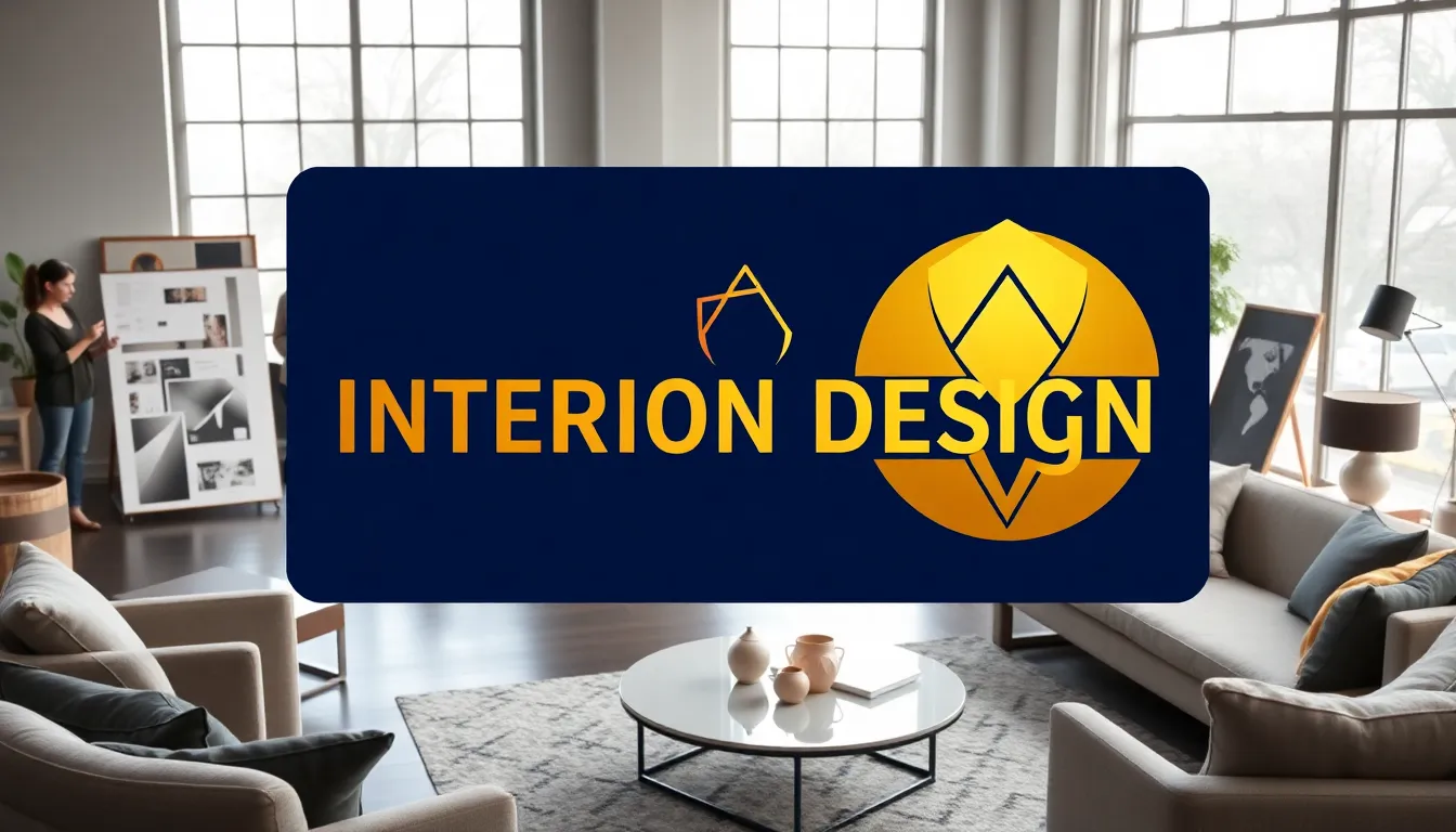elegant interior design logo in a modern studio setting